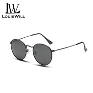 LouisWill Men Sunglasses Classical Fashion Glasses UV400 Polarized Sunglasses Retro Metal Frame Roun