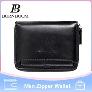 [Qian Chao Bao hang] BornBoom Fashion Zipper Wallet Men Wallet PU Leather Bifold Pocket Purse with Detachable Large Card Wallet