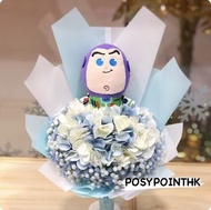 Toy Story反斗奇兵巴斯光年公仔仿藍白繡球花公仔禮物花束M size