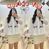 KEMEJA W & K - ZJD BLOUSE SUNNY PITA Marina Top Blouse Ribbon Coquette TRENDY WRINKLE SHIRT Top/ SIM