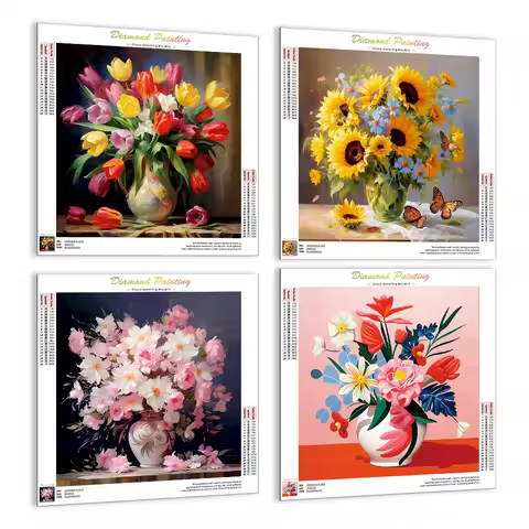 RUOPOTY-Diamond Painting New Arrival,Flowers Vase,Crystal,Full Square Drill,Dimond Art Paintings,Rhi