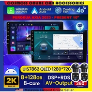 Perodua Axia 2023 - Present 10'' (360 CAMERA 8GB RAM 128GB CARPLAY DSP 4G SIM) Nano Screen Android P