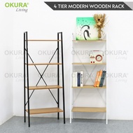 OKURA 4 Tier Multipurpose Shelf Storage Kitchen Rack Home Living Office Nordic Furniture Rak Besi Ka