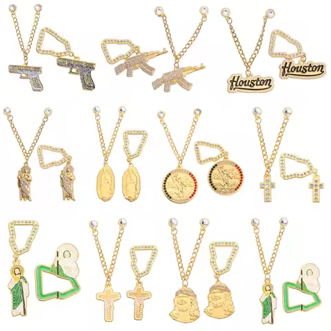 New Mexican Metal Hat Clip Creative Pistol Gun San Judas Tadeo Chain Paint Badge Golf Cap Pins for C
