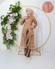 Setelan Kebaya Modern Wanita Terbaru//Setelan Kebaya Tunik Brokat Kekinian//Setelan Kebaya Kancing S