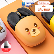 [TẶNG LÓT CHUỘT] Chuột Không Dây Gấu Nâu Cho Bé A10 Pin Sạc Chống Ồn NEON CLICK Chuột Cute Cho Bé
