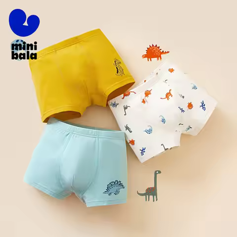 Mini Bala Boys' Baby Underpants Comfortable Breathable Non-pinching Four-corner Shorts 3-pack