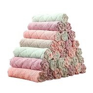ZUCA} S-Microfiber Coral Fleece Diamond Checkered Rag Dishwashing Non-Hand Towel Rag Car Wash Kitche