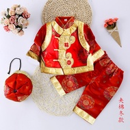 Bộ Đồ Trang Phục Trung Hoa Cho Bé Trai Mùa Thu Đông Phong Cách Truyền Thống Màu Đỏ Trang Phục Chúc M