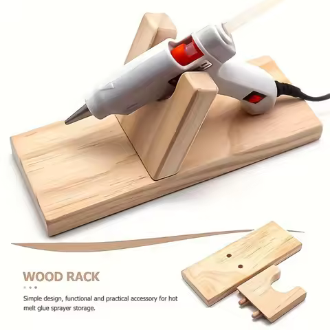 Hot Glue Gun Holder Glue Gun Stand Tools Storage Holder Bracket 20x8cm Wood Hot Glue Machine Base Cr