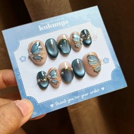 Myaka nails | Cute cute | Navy navy | Elegant elegant | Graduation nails | Press on nails