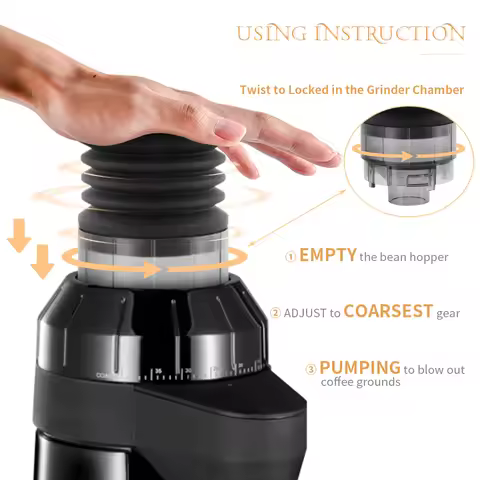 CAFEMASY Coffee Grinder Single Dose Hopper Espresso Coffee Grinder Bean Bin Blowing Cleaning Tool Fo