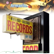 ARMARIO Record Wall Decor Light, Energy Saving  Miniature Record Store Retro Wall Light,  LED Yellow