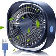 Table fan,3 speed strong wind and 360° rotation, quiet USB air circulation fan with non-slip pad for rotating personal table fan travel fan