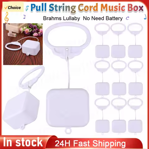 Pull String Music Box with Classic Lullaby Melody Plastic Music Box Mechanical Winding System Wind U