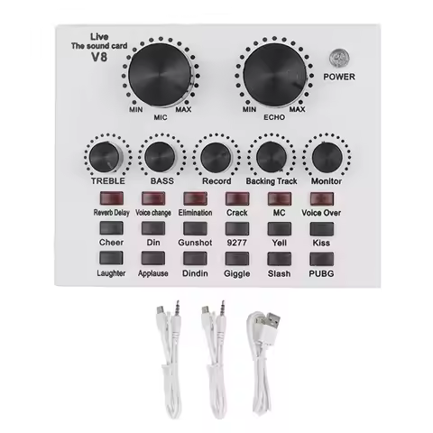 M67K-V8 Sound Card Audio Mixer Karaoke Recording External Studio Record Mic For PC Computer