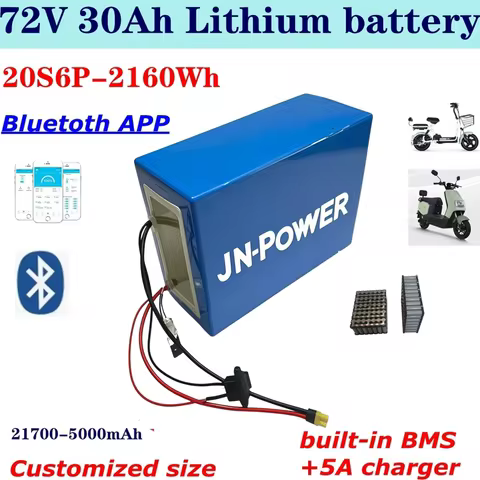 2160Wh 20S6P 2700 li ion battery Bluetooth BMS APP + 84V5A charger for 2000w 3000w Mountain Bike sco