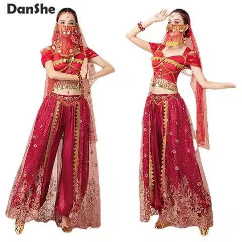 Women Arabic Belly Dance Costume Adult Oriental Indian Sari Bollywood Jasmine Halloween Cosplay Head