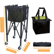 Foldable Tennis Ball Cart, Holds 160 Tennis Balls, Portable Tennis Ball Hopper with Wheels, Compact 