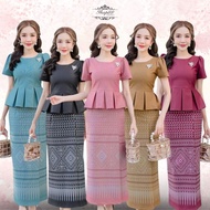 TG11 2-Piece Set (Shirt + Sarong) Japanese Silk Thai Print Size​ S M L XL 2XL