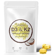 Vitamin D3 K2 with 200 mcg MK7 ，D3 K2 Vitamin 10000 iu，D3 and K2 Supplements，Vitamin D K2 (180 Gel)