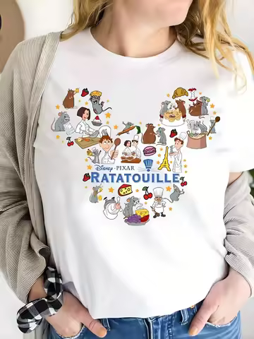 Disney Pixar's "Ratatouille" Chef Remy and Mickey Mouse Portrait T-shirt - Cute Remy Mouse Chef Desi