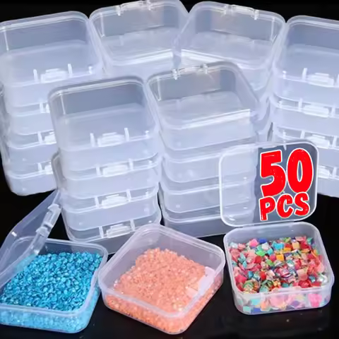 5-50pcs Square PP Plastic Jewelry Box Transparent Small Items Storage Case Container for Jewelry Bea