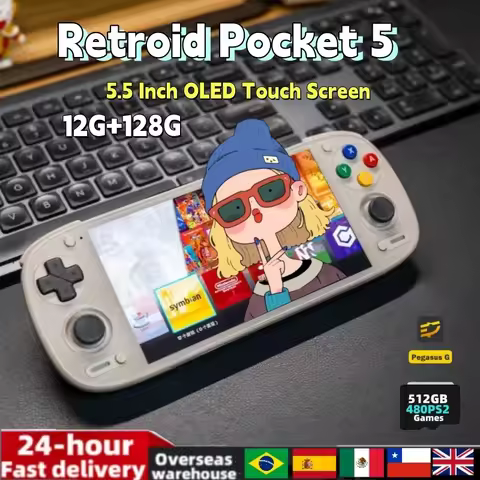Retroid Pocket 5 Retro Handheld Game Console Video Player Console 5.5 Inch OLED Touch Screen SD865 1
