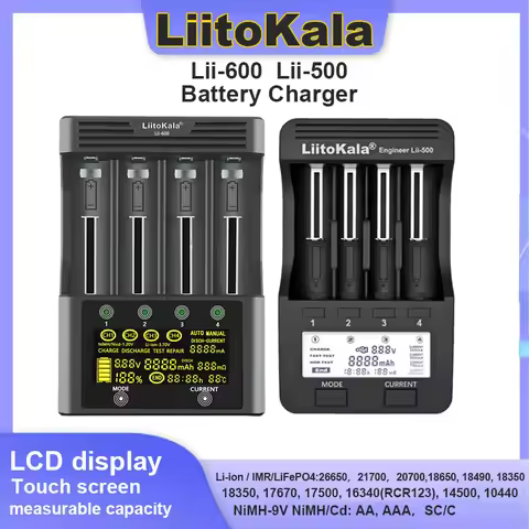 LiitoKala Batter Charger Lii-600 Lii-500 Lii-500S Lii-M4 Lii-M4S LCD for 3.7V 1.2V 18650 26650 16340