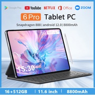 Ori Pad 6 Pro Tablet Android 11.6 inch 2K Large Screen Pad Galaxy Tablet 5G WIFI 12GB+512GB Tablet Android Dual SIM 8800mAh Battery HD Camera Student Tablet Online Classroom Business Gaming Tablet Free Gift