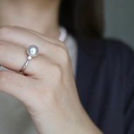 日本直送 8.5mm Akoya珍珠鑽石戒指 pt900鉑金 白色 真多麻色可選