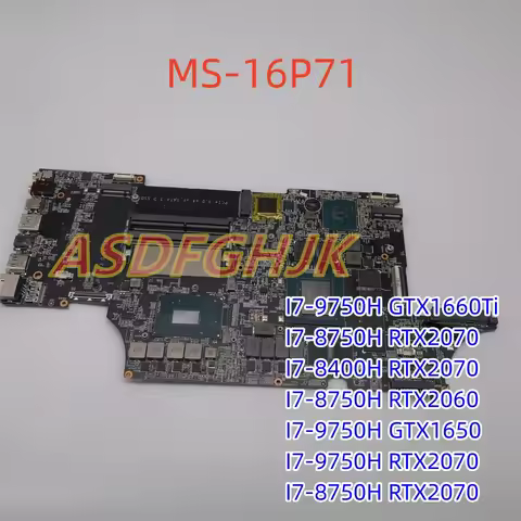 Original MS-16P71 Mainboard For MSI MS-16P7 GL63 Laptop Motherboard I7/8th 9th GTX1650 GTX1660 RTX20