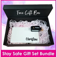 Stay Safe Gift Box Set - Customised Name on Mask Holder / Sanitizer Holder / Gift Ideas / Present / Teachers Day Farwell
