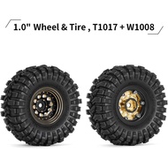 INJORA Black Coating Brass 1.0 Beadlock Wheel Tires Set for Axial SCX24 AX24 TRX4M FCX24 Upgrade 1/2