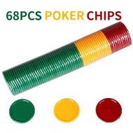 Mahjong Poker Chips Set 68pcs Red Yellow Green Casino Game Tokens Durable Plastic Betting Chips Fami