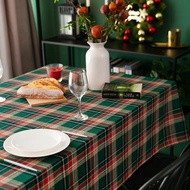 ผ้าคลุมโต๊ะข้างเตียงโต๊ะกาแฟลายสก๊อตสีแดงและเขียวแบบนอร์ดิกที่ผ้าปูโต๊ะคริสต์มาสผ้าปิคนิค