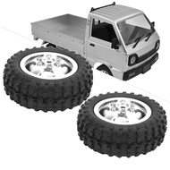 RiToEasysports 2Pcs 52mm RC Car Tyre Rubber Aluminium Alloy RC Wheels and Tires Compatible with D12