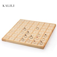 Solid Wood 49-Bit Ring Display Tray Square Jewelry Tray Display Stand Counter Display Jewelry Jewelr