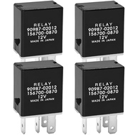 Relay 90987-02012 156700-0870 (Pack of 4), 12VDC 4-Pin Plug-in Automotive Relay - OEM Replacement fo