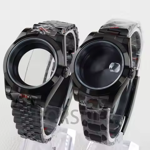 Black 36/39mm NH35 Watch Case 20mm Solid 316L Stainless Steel Jubilee/Oyster Strap for Datejust NH35