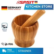 SASIT Kitchen Accessories Bamboo Pestle Mortar and Ready Stock