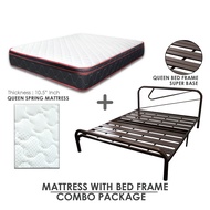 COMBO SET Queen Size Bed Frame with Queen Spring Mattress Katil Queen Tilam Queen 10'5 INCH Upgrade 