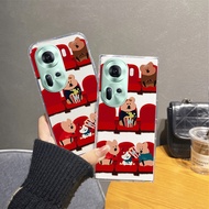 2024 New for OPPO Reno11 Pro 5G Reno 11 11Pro Phone Case Lovely Cute TPU Softcase Cartoon Red Bears French Fries Smartphone Casing for Girls  Back Cover