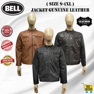 [ BELL ] ( SIZE S-4XL ) ORIGINAL MEN'S JACKET GENUINE LEATHER LONG SLEEVE / JACKET KULIT LEMBU LELAK