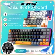 MURRAY RAIKU K68 Keyboard, 68 Keys Luminous Gaming Mechanical Keyboard,  Thai Keys Rainbow Color Bac