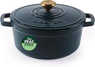 Salter Chester 20 cm Cast Iron Casserole Pot - Self-Pouring Lid, Dutch Oven/Cooking Pot, Stove-to-Ta