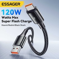 ESSAGER 120W Type C Turbo Charging Data Cable 6A 1 Meter Plus LED Indicator – Fast Transfer Data 480