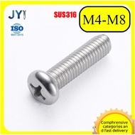 M4/M5/M6/M8 316 stainless steel cross pan head screw round head screw  【SZ-JY888】gd