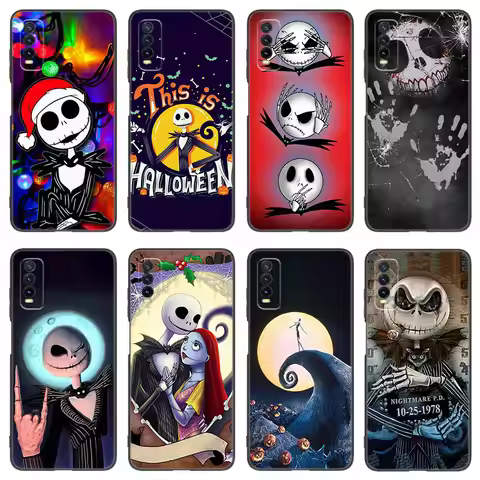 Jack Skellington Black Silicone Phone Case For Vivo V27 V29 e V30 X80 X90 Pro Y17 Y21 Y22 Y33 S Y16 