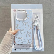 For OPPO Reno 14 14F 13F 12F 13 12 11 10 Pro 11F Blue Bow Bracelet Case Luxury IMD Laser Soft Cover